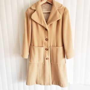 VINTAGE Camel Tan Wool Coat Size Small